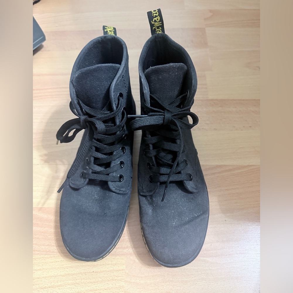 Dr Martens Black Canvas High-Top Shoes